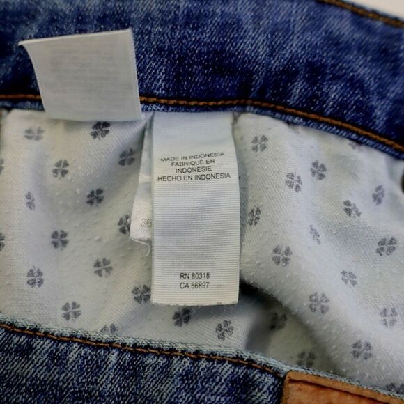 Lucky Brand 383 Straight Blue Jeans 37/32 Stone Wash Whiskering Mid Rise Tag 36 - Picture 7 of 13